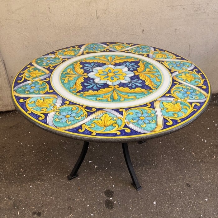 47" Italian Volcanic Table - Geometric Design - Image 2