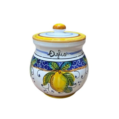 Italian ceramic hand painted lemon garlic keeper