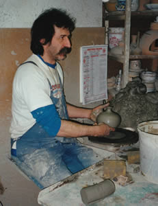 Italian potter throwing a pot