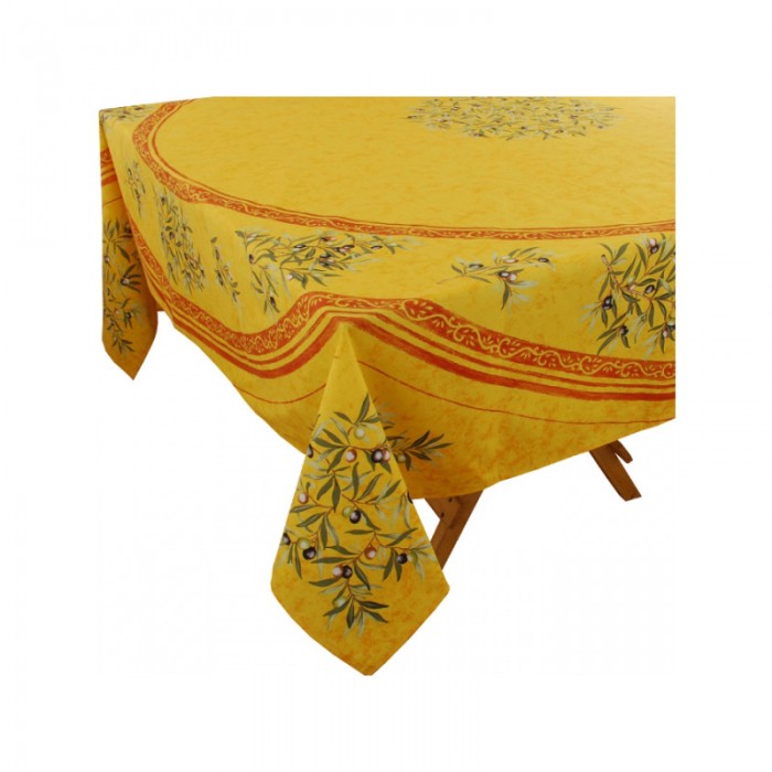 Olive Baux Rust Coated Cotton Tablecloth or Napkins