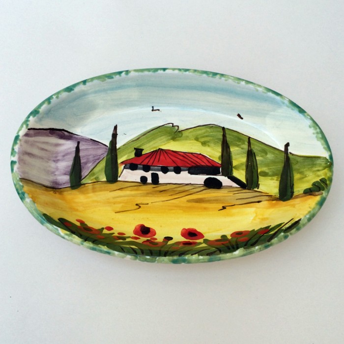 Tuscan Countryside Poppies Small Oval Dish