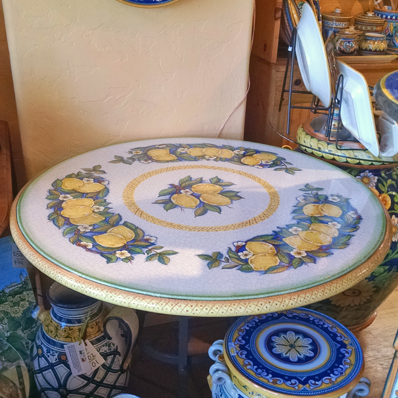 37″ Italian Stone Table – Deruta Limone | Italian Pottery Outlet