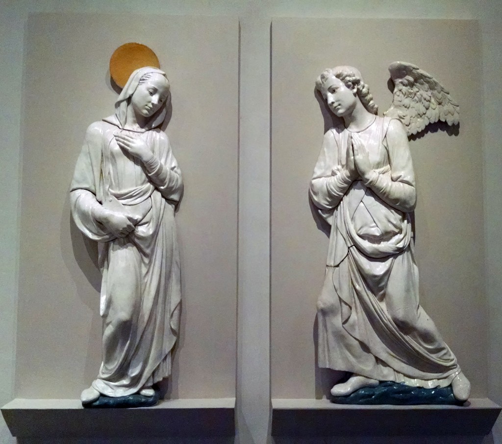 The Los Angeles County Museum of Art has some beautiful examples of Original Della Robbia. Pictured here, Andrea della Robbia's Virgin of Annunciation and The Archangel Gabriel, both c. 1465.