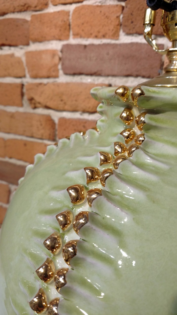 Green Lamp with Gold Spines - Image 3