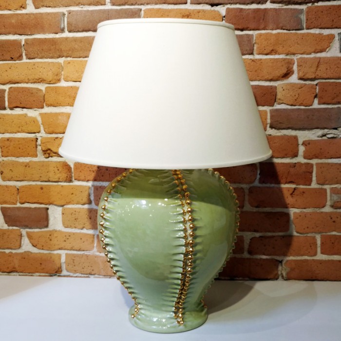 Green Lamp with Gold Spines