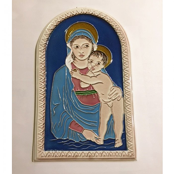 Madonna and Child Arch-Shaped Tile