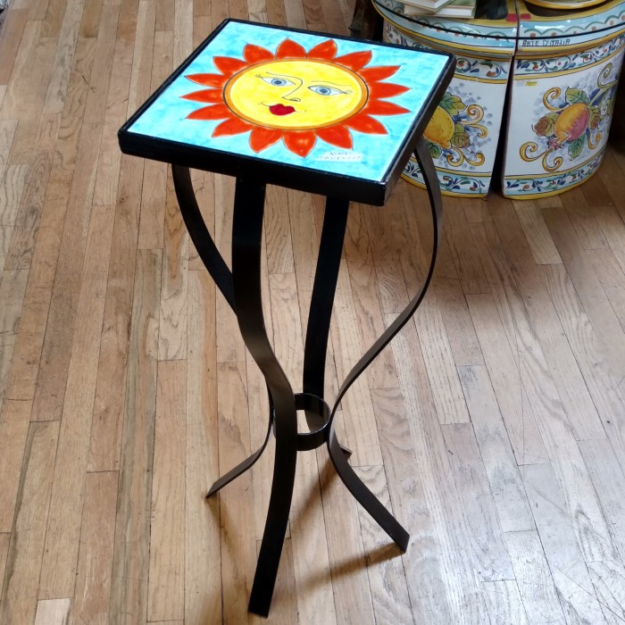 Parrucca Single-Tile Ceramic Tall Table - Sun on Light Blue - Image 3