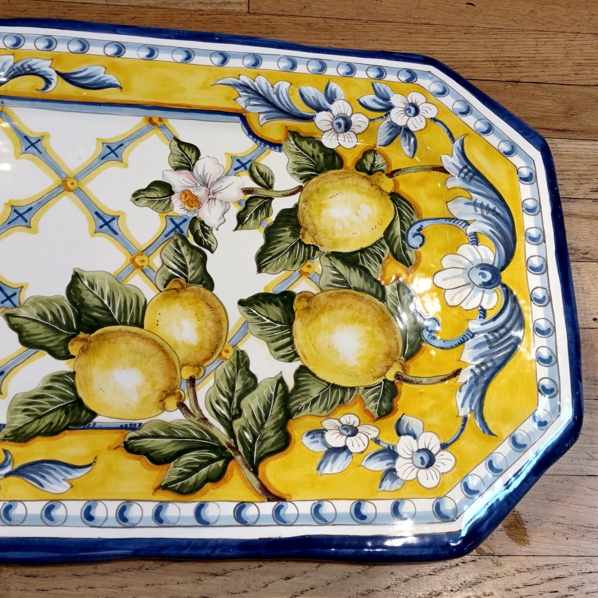 Long Rectangular Hand Painted Lemon Platter Italian Pottery Outlet