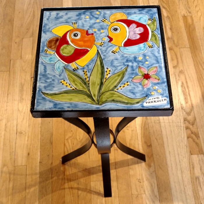 Parrucca Single-Tile Ceramic Tall Table - Fish - Image 2