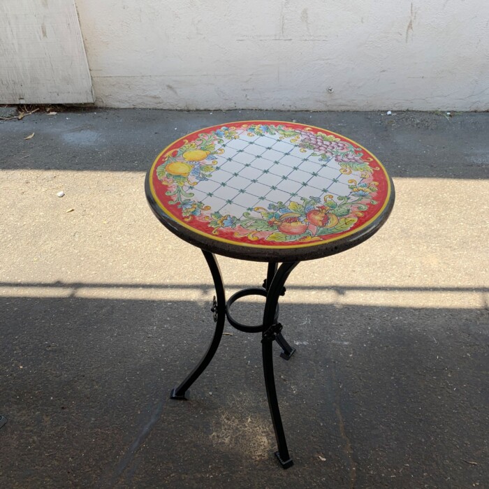 20'' Italian Volcanic Table - Mixed Fruit on Red Hatch Center