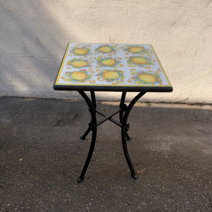 20” Square Italian Volcanic Table – Full Lemons on White