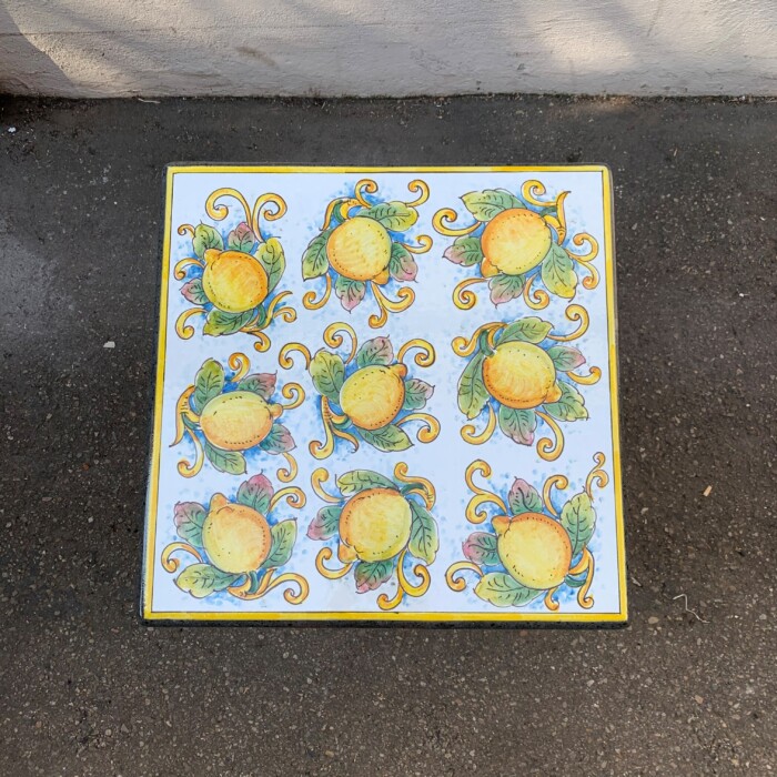 20” Square Italian Volcanic Table – Full Lemons on White - Image 2