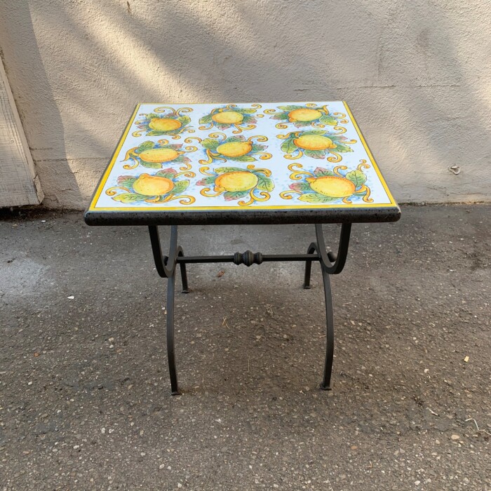 20” Square Italian Volcanic Table – Full Lemons on White - Image 3