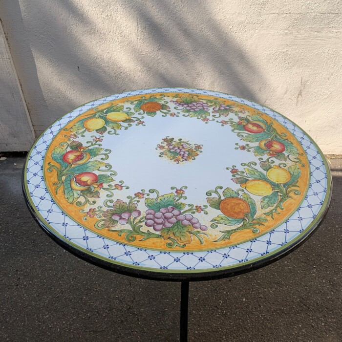 43" Italian Volcanic Stone Table - Mixed Fruit on Yellow Full Center - Image 2