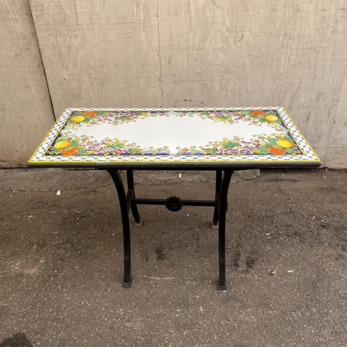 47" x 24'' Italian Volcanic Table - Mixed Fruit with Hatched Boarder - Image 2