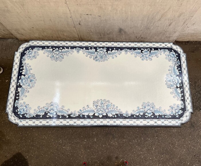 55" x 27.5'' Italian Volcanic Table - Blue Floral