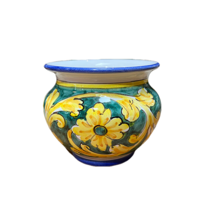 Mini Cachepot - Teal with Flowers