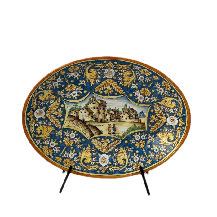 Tuscan Scene Oval Platter - Blue