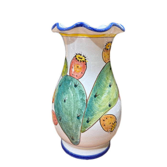 Fluted Vase - Cactus on White