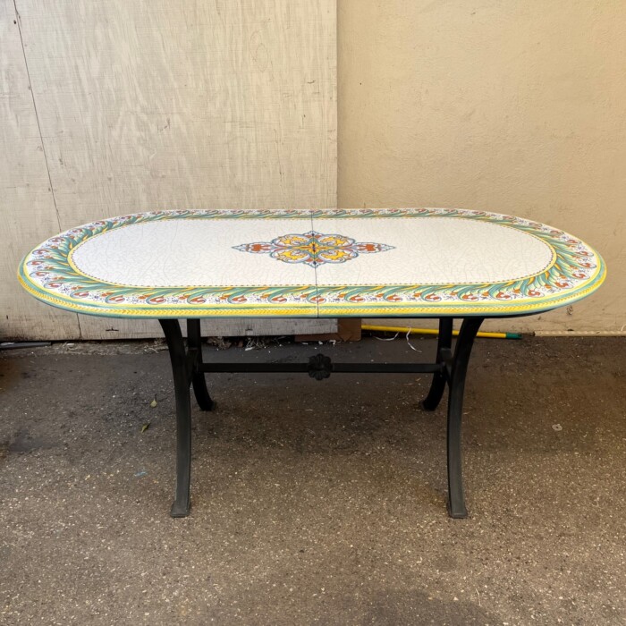 71” x 37” Two-Part Italian Volcanic Table – Geometrico Pattern 3