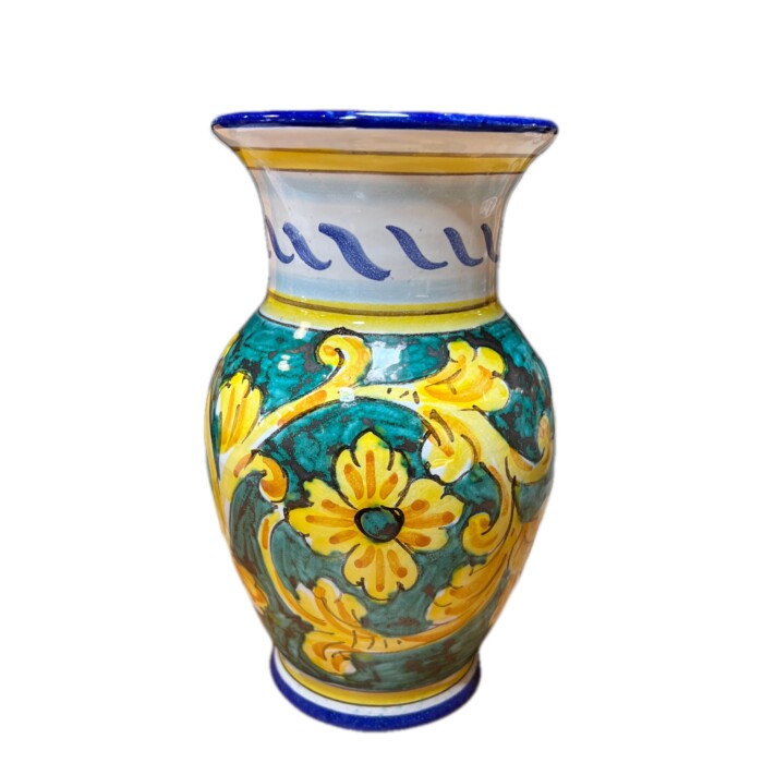 Small Vase - Teal with Flowers