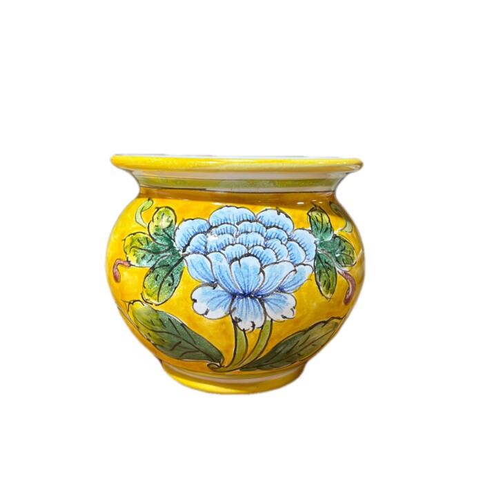 Mini Cachepot - Yellow with Flowers