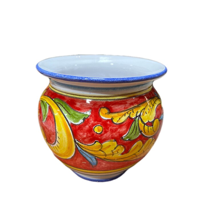 Small Cachepot - Red with Flowers - Image 2