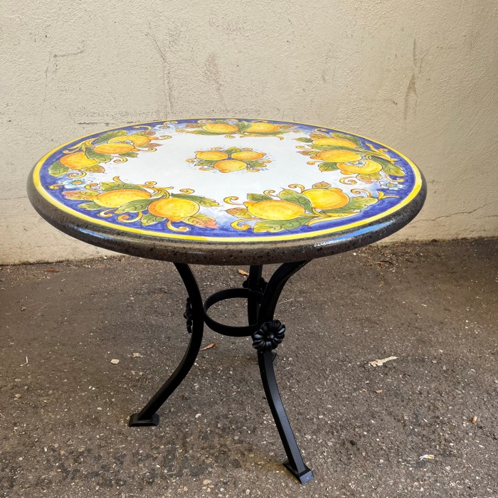 23.5″ Italian Volcanic Table – Lemon on Blue Full Center