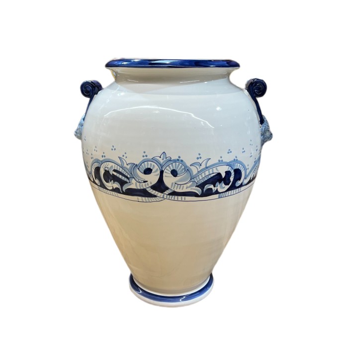 Ornato Urn - White with Blue Accents