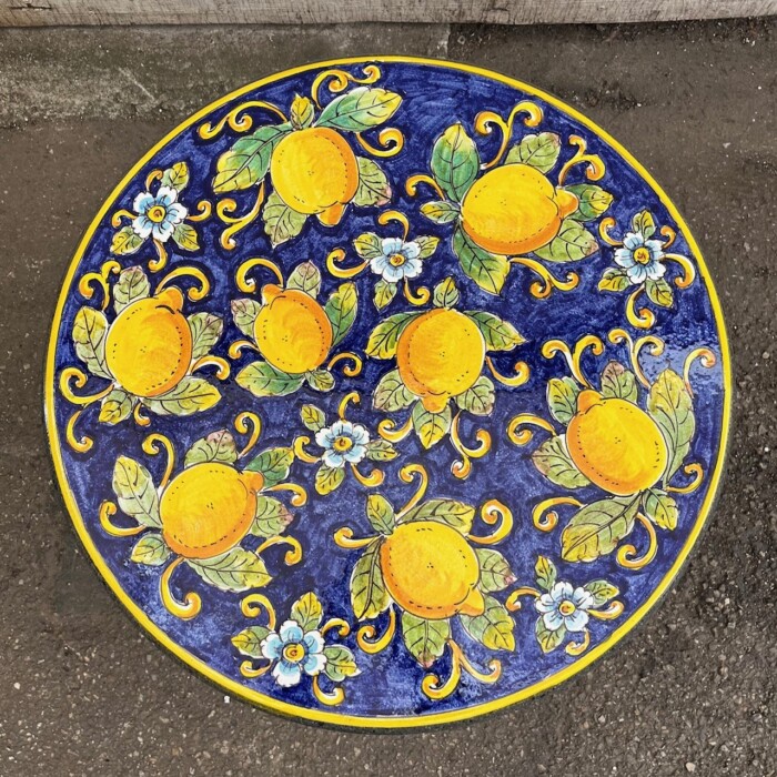 23.5″ Italian Volcanic Table – Full Lemons on Blue - Image 3