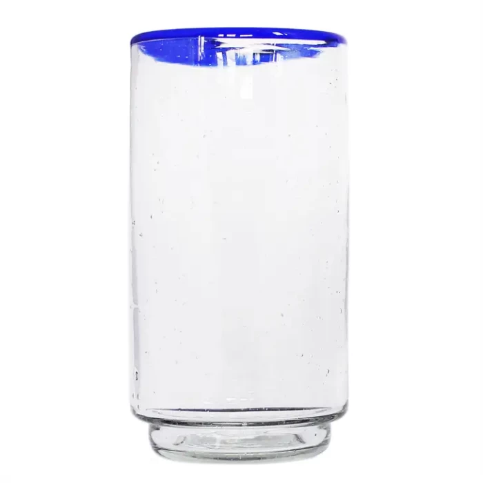 Tall Blue Rimmed Stacking Glass