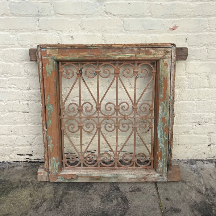 Antique Wrought Iron Framed Window - Square