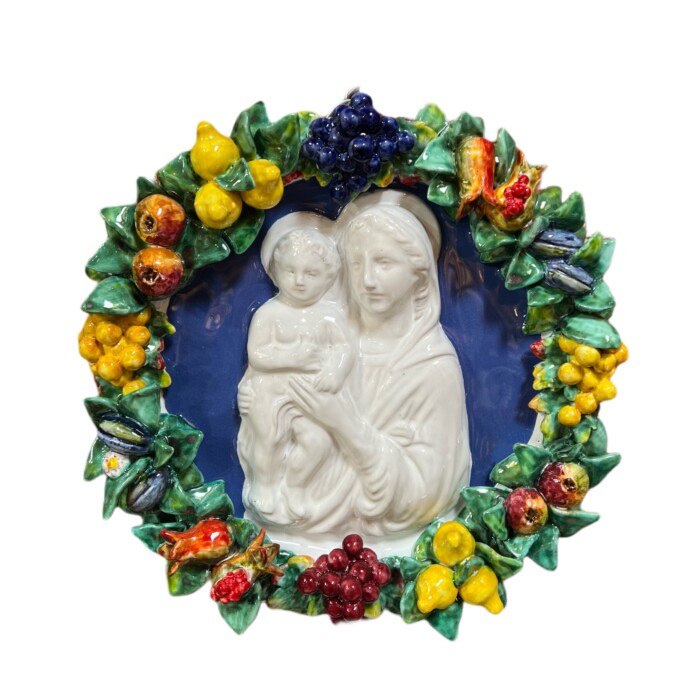 Madonna and Child with 3D Fruit Border