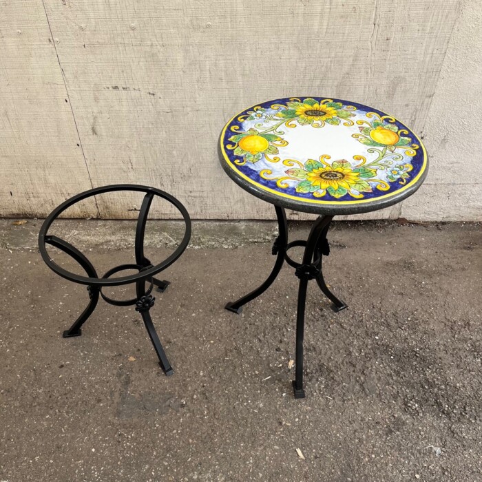 20'' Italian Volcanic Table - Sunflower & Lemon on Blue