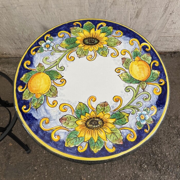 20'' Italian Volcanic Table - Sunflower & Lemon on Blue - Image 2