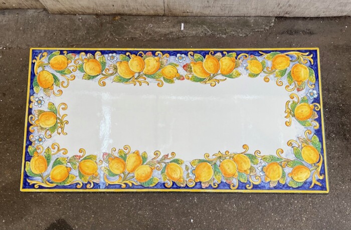 47" x 24'' Italian Volcanic Table - Lemons on Blue