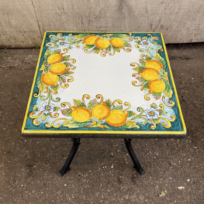 20” Square Italian Volcanic Table – Lemons on Teal - Image 3