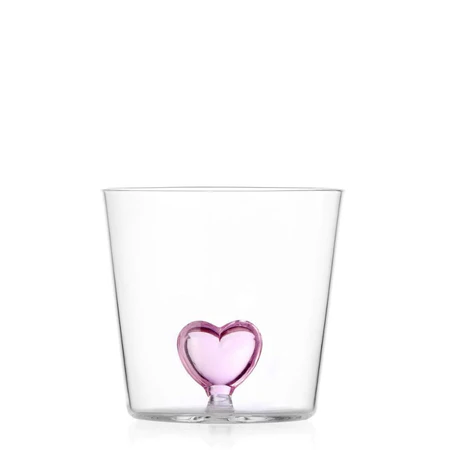 pink glass heart glass, ichendorf milano