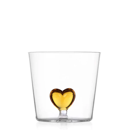 yellow heart glass tumbler, ichendorf milano