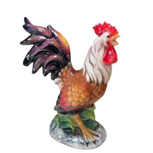 italian ceramic rooster statue