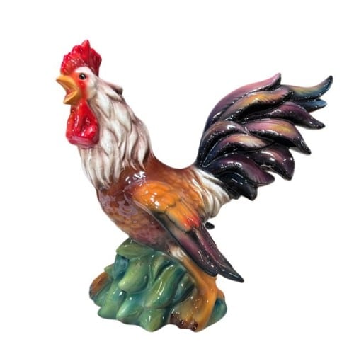 italian ceramic rooster statue